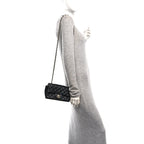 Lambskin Quilted Mini Rectangular Flap Black