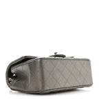 Metallic Lambskin Quilted Mini Rectangular Flap Silver