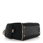 Braided Raffia Calfskin Small Chanel 25 Handbag Black White