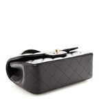 Lambskin Quilted Mini Top Handle Rectangular Flap Dark Purple