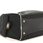Braided Raffia Calfskin Quilted Small Chanel 25 Handbag Black White