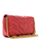 Calfskin Matelasse Super Mini GG Marmont Shoulder Bag Hibiscus Red