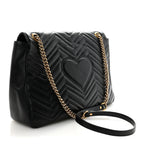 Calfskin Matelasse Large GG Marmont Shoulder Bag Black