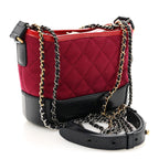 Wool Calfskin Quilted Small Gabrielle Hobo Red