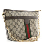 GG Supreme Monogram Web Ophidia Chain Shoulder Bag Brown