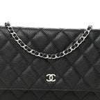 Caviar Quilted Wallet on Chain WOC Black