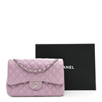 Lambskin Quilted Jumbo Double Flap Light Purple