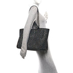 Calfskin Sequin Medium Deauville Tote Black
