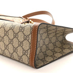 GG Supreme Monogram Calfskin Small Padlock Tote Beige Ebony Tuscany
