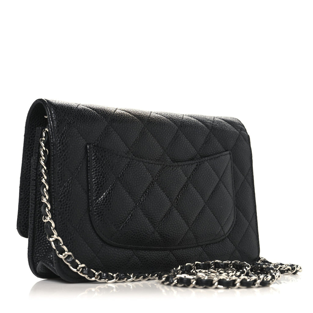 Caviar Quilted Wallet on Chain WOC Black