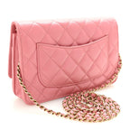 Caviar Quilted Wallet on Chain WOC Pink