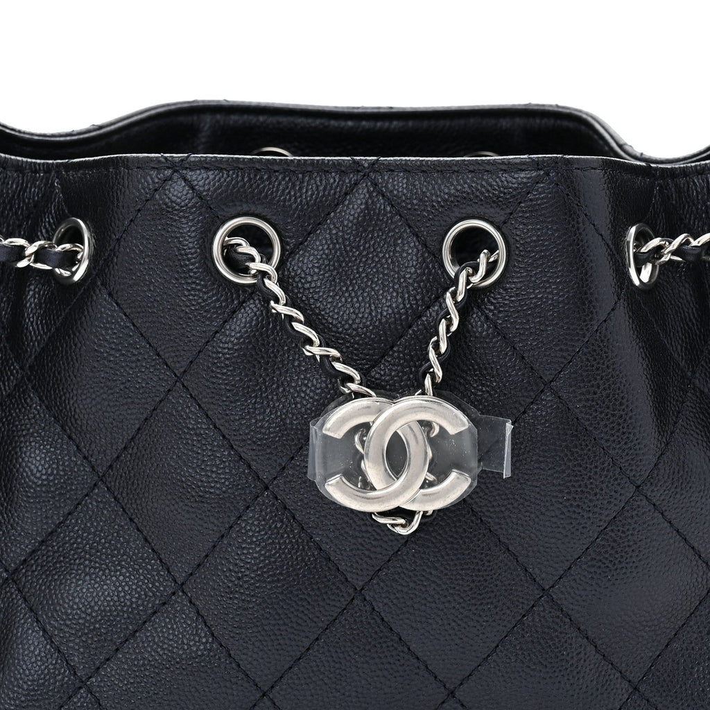 Metallic Caviar Quilted Mini Chanel 25 Handbag Dark Blue