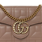 Calfskin Matelasse Mini Pearly GG Marmont Chain Wallet Porcelain Rose