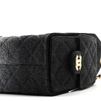 Washed Denim Quilted Mini Chanel 25 Handbag Black