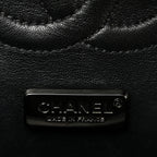 Satin Sequin Embroidered Medium Double Flap Black