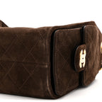 Suede Quilted Mini Chanel 25 Handbag Dark Brown