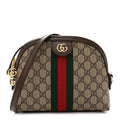 GG Supreme Monogram Textured Dollar Calfskin Web Small Ophidia Dome Shoulder Bag Beige Ebony New Acero