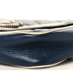 Vintage Effect Calfskin Matelasse Diagonal Super Mini Torchon GG Marmont Shoulder Bag Blue Agata Mystic White