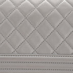 Lambskin Quilted Small Boy Flap Grey