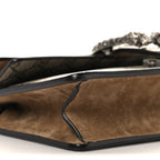 GG Supreme Monogram Suede Crystal Small Dionysus Shoulder Bag Beige Ebony Taupe