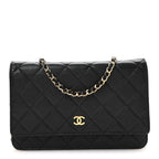 Caviar Quilted Wallet on Chain WOC Black