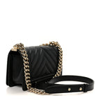 Caviar Chevron Quilted Small Boy Flap Black