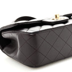 Lambskin Quilted Mini Top Handle Rectangular Flap Dark Purple