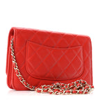 Lambskin Quilted Wallet On Chain WOC Red