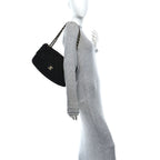 Suede Calfskin Small Souplissimo Maxi Flap Black