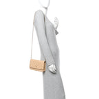 Caviar Quilted Wallet on Chain WOC Beige