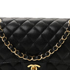 Caviar Quilted Medium Double Flap Black