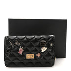 Lambskin Quilted Lucky Charms 2.55 Reissue Wallet On Chain WOC Black