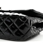 Patent Quilted Medium Double Flap Black