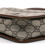 GG Supreme Monogram Azalea Calfskin Mini Retro Interlocking G Shoulder Bag Beige Ebony Brown Sugar