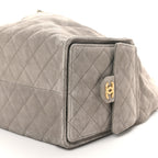 Suede Quilted Medium Chanel 25 Handbag Dark Grey