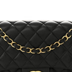 Lambskin Quilted Medium Double Flap Black