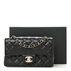 Lambskin Quilted Mini Rectangular Flap Black