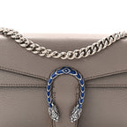 Dollar Calfskin Enamel Small Dionysus Shoulder Bag Dusty Grey Electric Blue