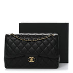 Caviar Quilted Jumbo Double Flap Black