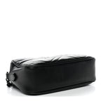 Calfskin Matelasse Monochrome Small GG Marmont Chain Shoulder Bag Black