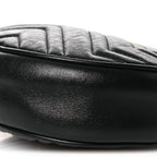 Azalea Calfskin Matelasse Heart Mini GG Marmont Round Shoulder Bag Black