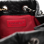 Aged Calfskin Chevron Quilted Small Gabrielle Backpack Black