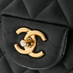 Lambskin Quilted Jumbo Double Flap Black