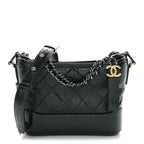 Aged Calfskin Quilted Small Gabrielle Hobo Dark Green