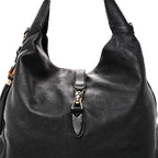 Pebbled Calfskin Medium New Jackie Shoulder Bag Black