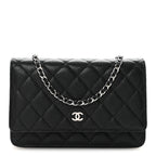 Caviar Quilted Wallet on Chain WOC Black