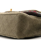Canvas Quilted Coco Cuba Charms Medium Double Flap Khaki