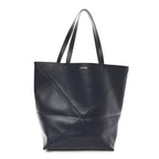 Shiny Calfskin Large Puzzle Fold Tote Abyss Blue