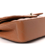 Lambskin Quilted Small Double Flap Brown