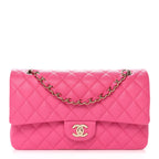 Caviar Quilted Medium Double Flap Dark Pink